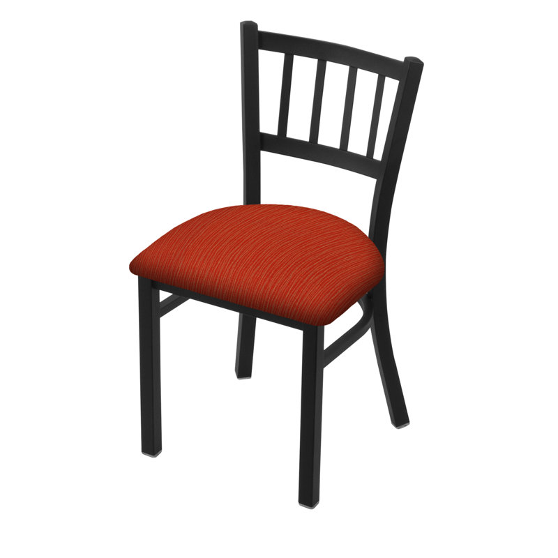 Chaise Contessa 610, Noir froissé, Tissu graphique rubis
