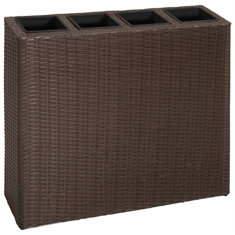 Planter Patio Outdoor Flower Box with Removable Inner Pots Poly Rattan, Brown
