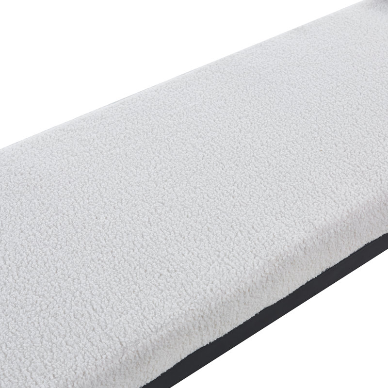 Loxe Teddy Upholstered Bench, Cream Sherpa