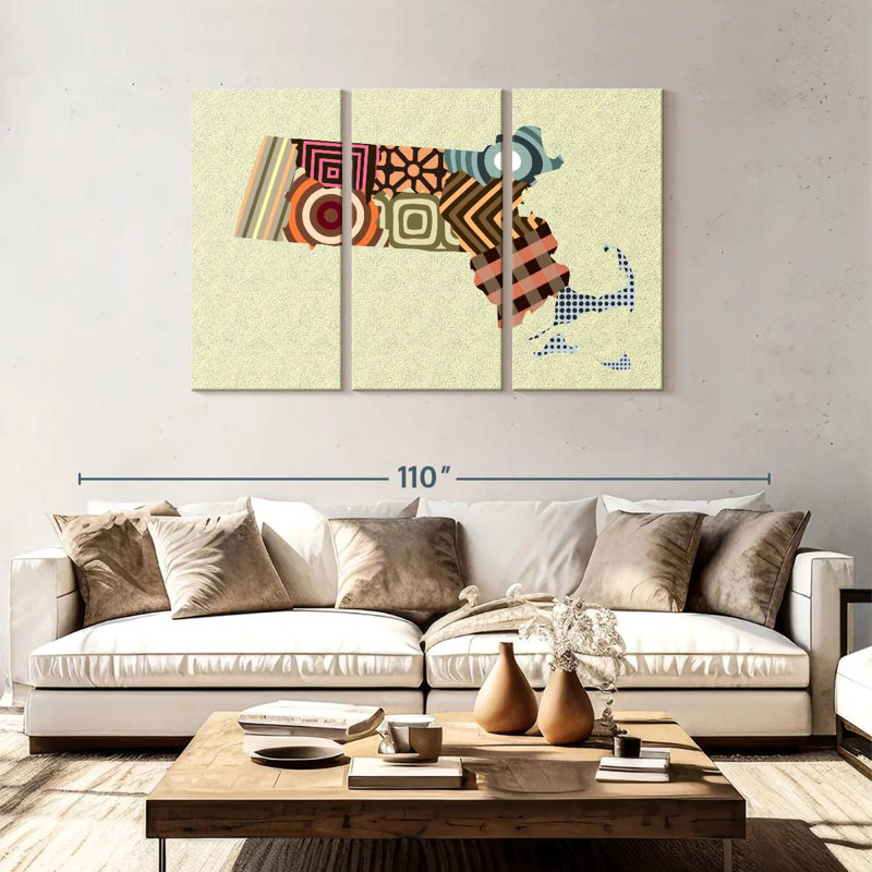 Massachusetts State Map, 48" H x 74" W