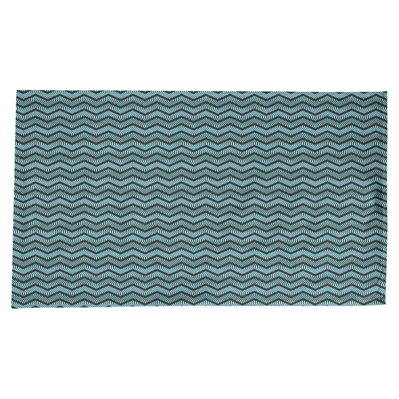 Nappe à chevrons ondulés Stephenie, Noir / bleu sarcelle