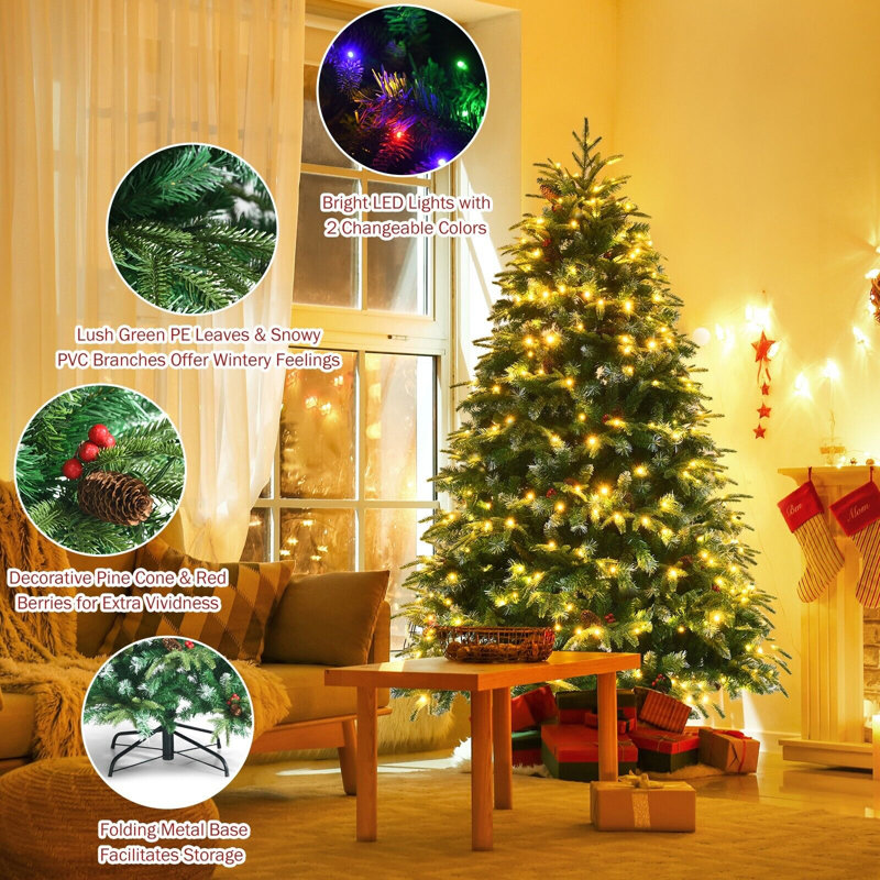 Lighted Artificial Pine Christmas Tree
