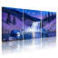 «Abstract Night Sky Waterfall Forest Reflection Stars Mountains Trees», ensemble de 3 impressions sur toile-504272702