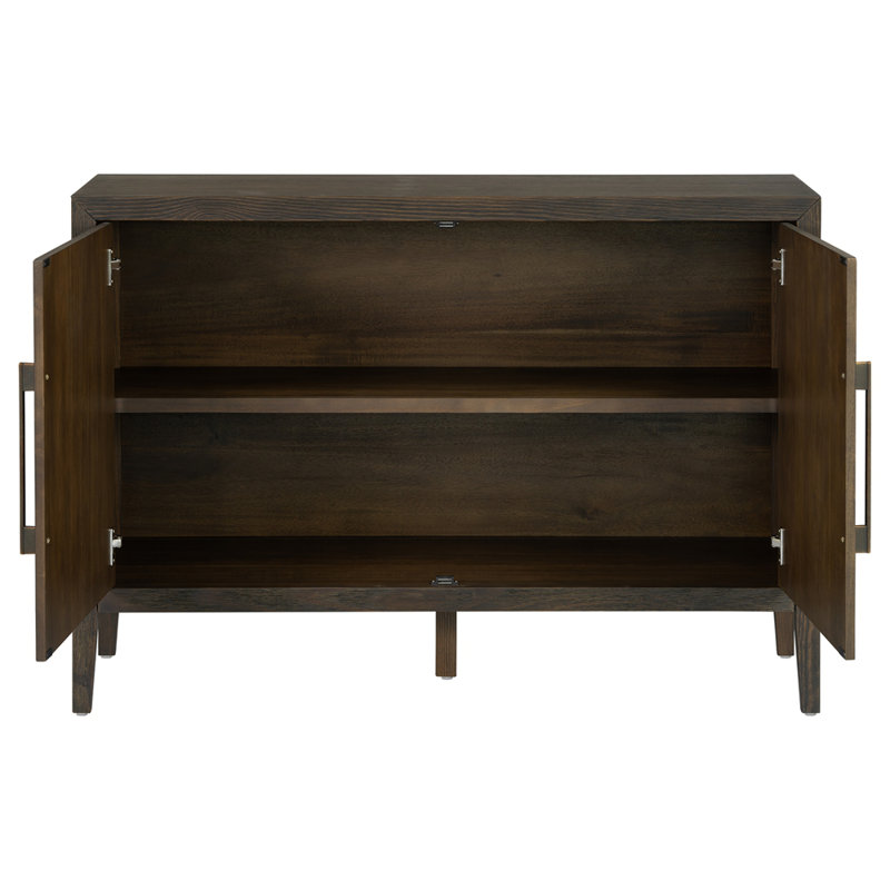 Buffet de ferme 47,25 pouces avec placage de pin et 2 portes, Marron foncé
