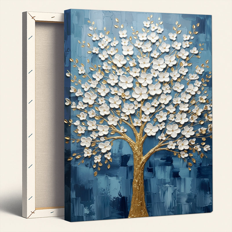 Ensemble de 1 tableau sur toile représentant un arbre floral, 24"H x 16"W, Toile tendue