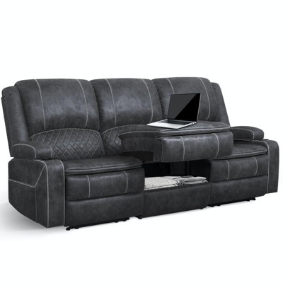 Loveseat Recliner Sofa, Loveseat with Removable Armrest, USB Ports, Cup Holders