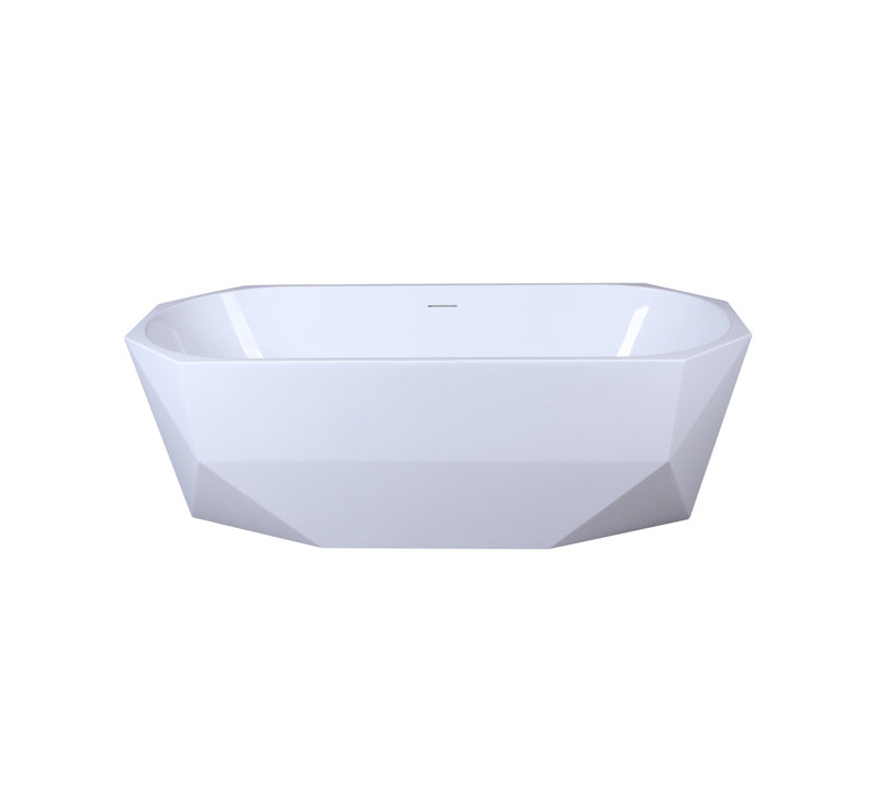 Ethen 67'' Glossy White Diamond Freestanding Acrylic Bathtub