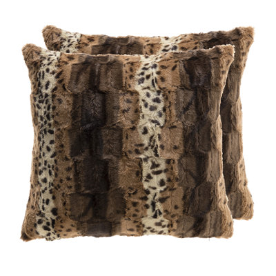 Housse de coussin décoratif en fausse fourrure seulement - ensemble de 2
