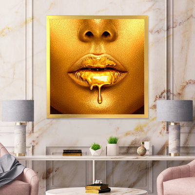 «Gold Paint Drips» de la femme sexy - photographie sur toile