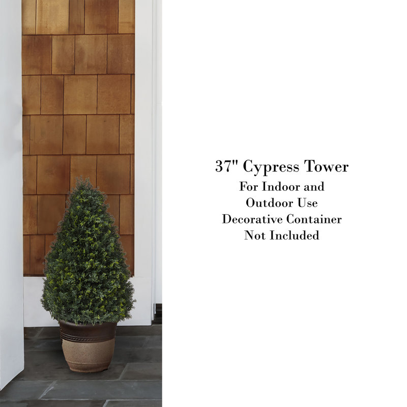 37" Green Silk and Plastic Outdoor Topiary Shrub