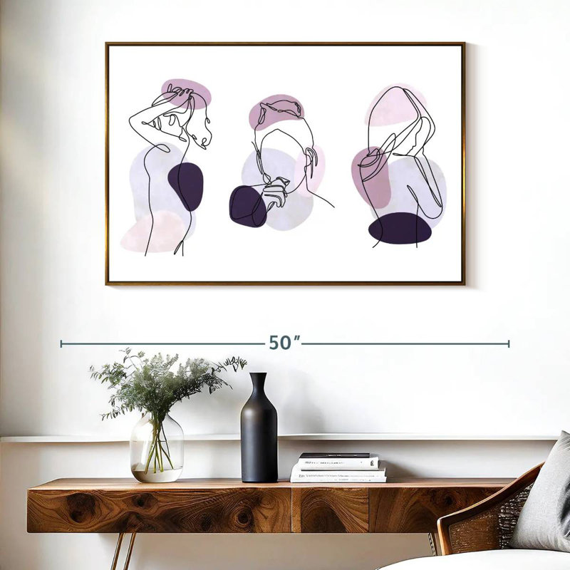 Women One Line, Cadre flottant doré, 40 po x 27 po