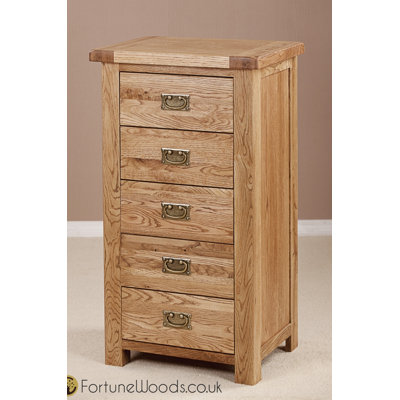 Solid Wood 56 cm W Chest of 5 Drawers