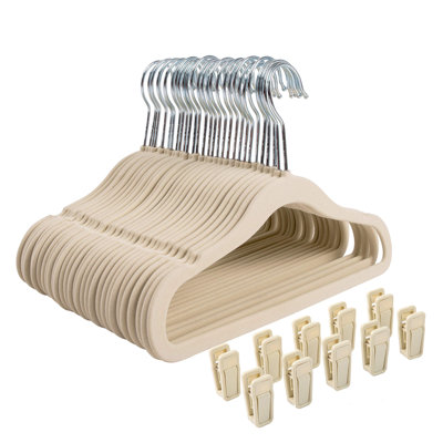 Non-Slip Clothes Hanger For Baby And Kids 30-Pack Velvet Hangers With 10 Finger Clips,Beige -  Latitude Run®, 7E4B67FE9AD1479AB24286C0E3095CE5