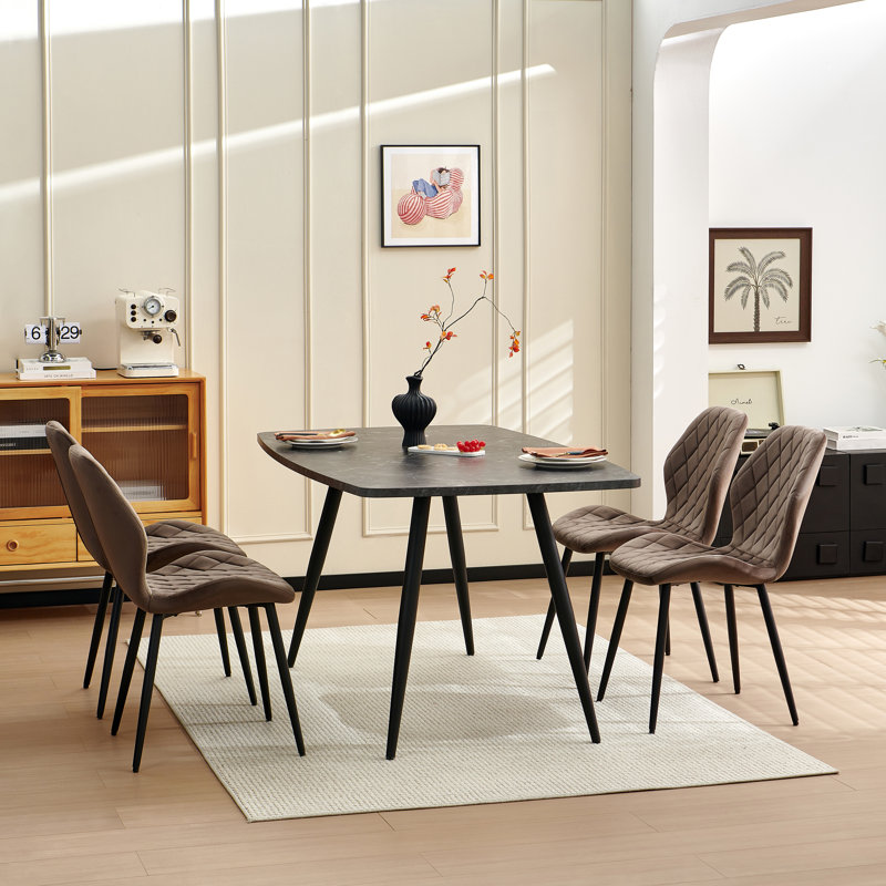 Norred Velvet Dining Chairs Upholstered seat, Brown