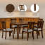Ensemble de salle à manger 7 pièces brun noyer, table rectangulaire en bois et 6 chaises rembourrées en lin, ensemble de salle à manger moderne pour 6 personnes