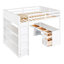 Lit mezzanine double avec échelle, tablettes et bureau