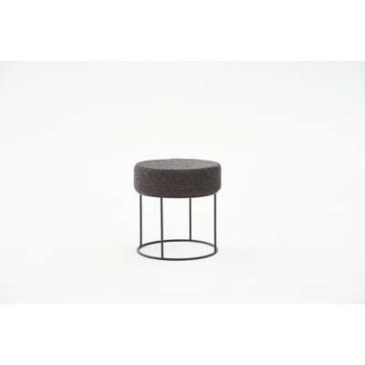 Stylish Pouffe with Metal Frame, Cream & Black, 15.7 x 16.5 x 15.7 inches | 100% Polyester & Cotton Fabric, 32 DNS Foam for Comfort | Ideal for Living Room, Bedroom, or Entryway, Modern Design