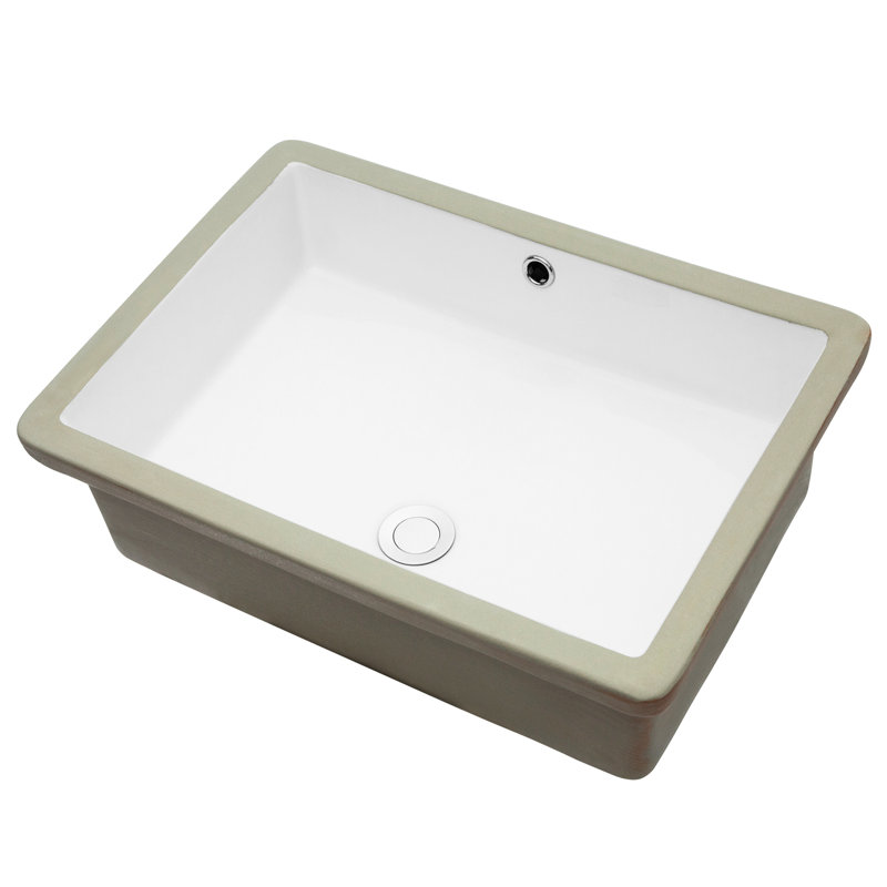 Undermount Ceramic Sink With Overflow - 22"x15.5", White, Classic And Modern Blend, For Bathroom Decoration White Rectangular 22x15.5x7 Inches, Undermount, To Stains