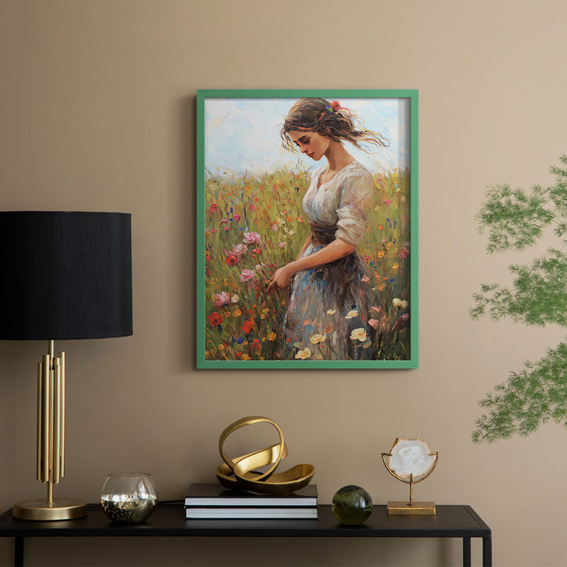 Reproduction encadrée WOMEN Series CCXCIX - bois massif, Vert, H 15 po x l 12 po
