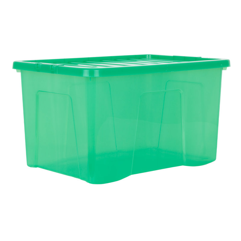 Wham Crystal 60L Plastic Storage Box Pack of 10 Tint Leprechaun Green