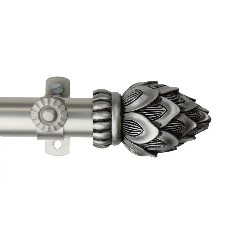Ensemble de tringle à rideaux simple 5 pièces et quincaillerie pour baie vitrée, Nickel satiné, 28 à 48 po (de chaque côté)