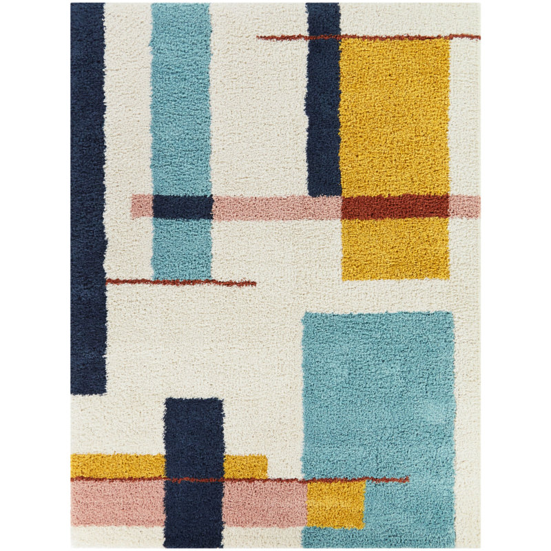 Tapis à poil long abstrait Huerta, Rectangle 7 pi 10 po x 10 pi