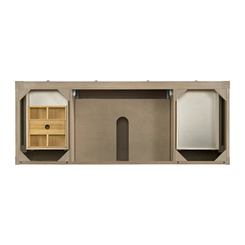 Breckenridge 60'' W Single Vanity, Whitewashed Oak, Carrara White Marble, Widespread