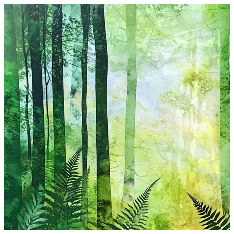 Couvertures forêt dense avec fougères, 60in W x 80in H