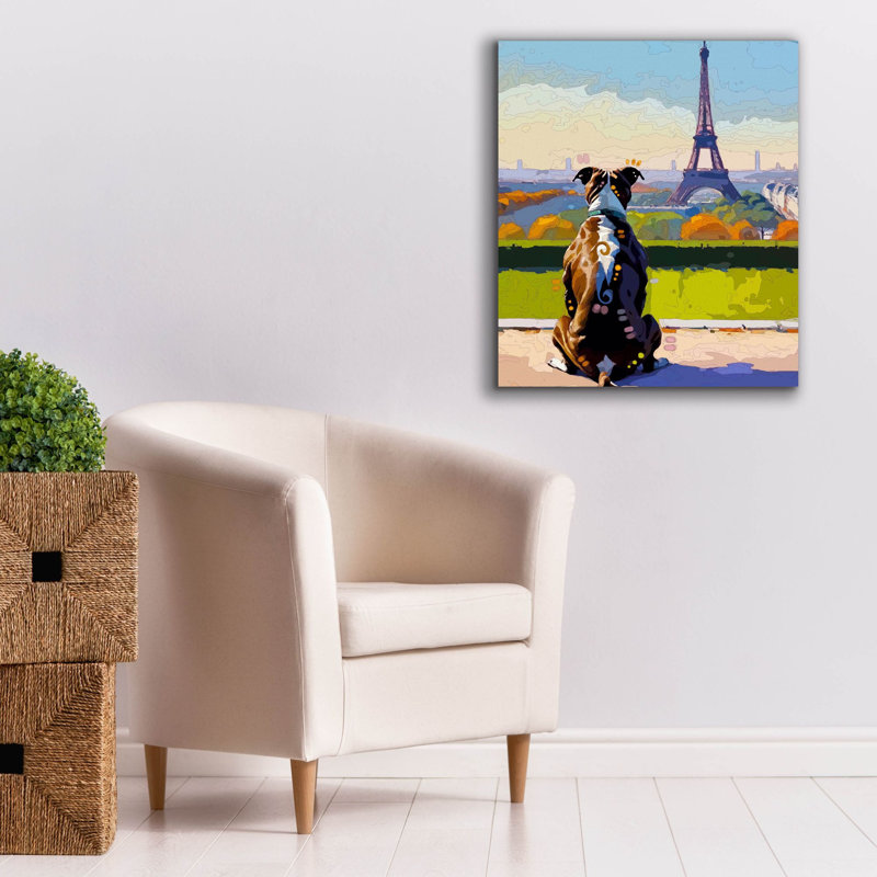 "Epic Graffiti" Eiffel Pittie "par Dean Russo, art mural sur toile, 26 po x 30 po