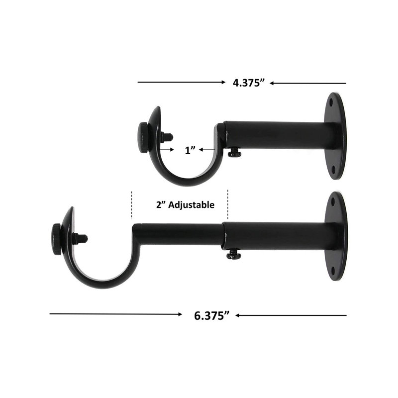 Allentown 4.37'' to 6.37'' Curtain Track/Rail, Black