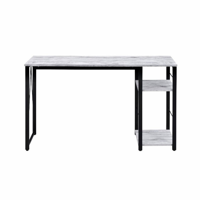 Rectangular Writing Desk With 2 Tier Open Shelf, Antique White