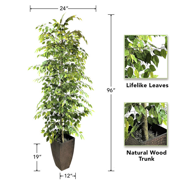 Freeport Park® 96'' Faux Ficus Tree in Metal Planter & Reviews | Wayfair