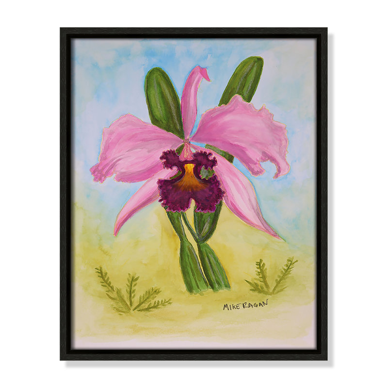 Imprimé orchidée mauve par Mike Ragan pour , Espresso, H 15,5 po x l 12,5 po