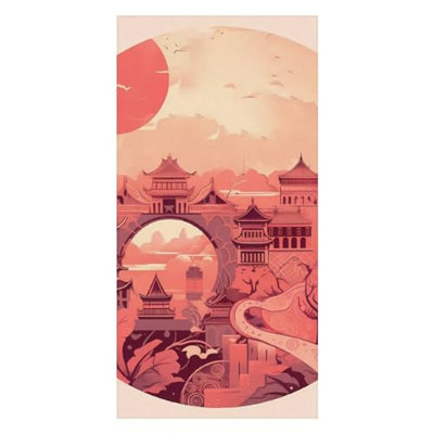 Serviette de plage surdimensionnée avec motifs architecturaux chinois Serviette de plage surdimensionnée Serviettes de piscine à séchage rapide Imperméable et imperméable Sable pour l'extérieur