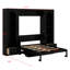 Grand lit plateforme escamotable avec tablette, armoires latérales, tiroirs de rangement et éclairage DEL-2120325578
