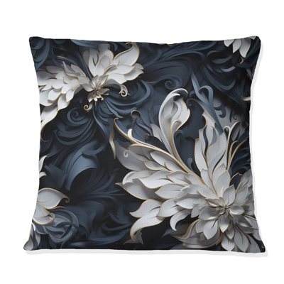 Coussin blanc et argent à motif cachemire blanc et argent