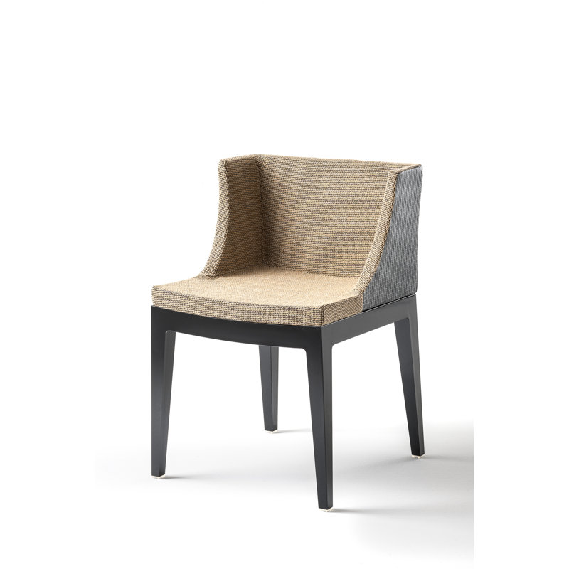 Mademoiselle Upholstered Armchair, Black, Brown Raffia
