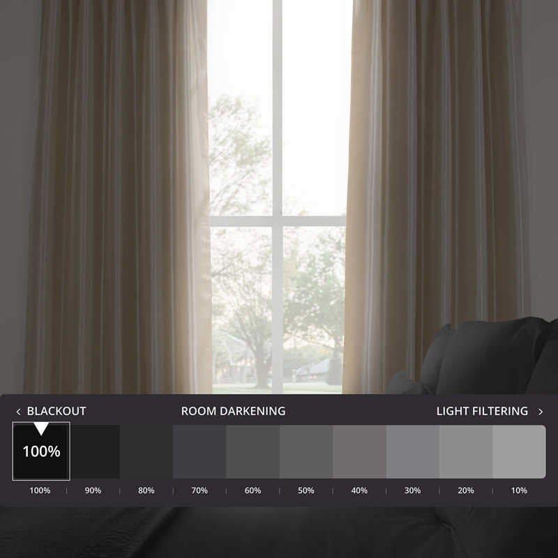 Faux Silk Taffeta French Pleated Blackout Curtains for Bedroom & Living Room Curtains - Single Panel Window Curtains