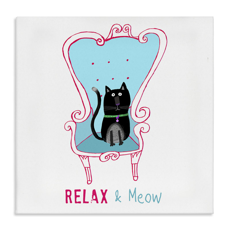 Art mural Relax & Meow par Carla Daly, H 24 po x l 24 po