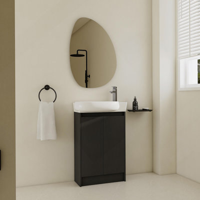 Meuble-lavabo autoportant de 23 po avec lavabo et portes à fermeture douce