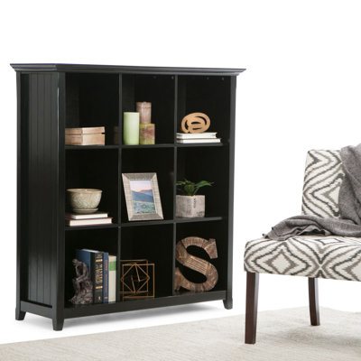 Acadian 44"W Solid Wood 9 Cube Storage Bookcase with Fixed Shelves