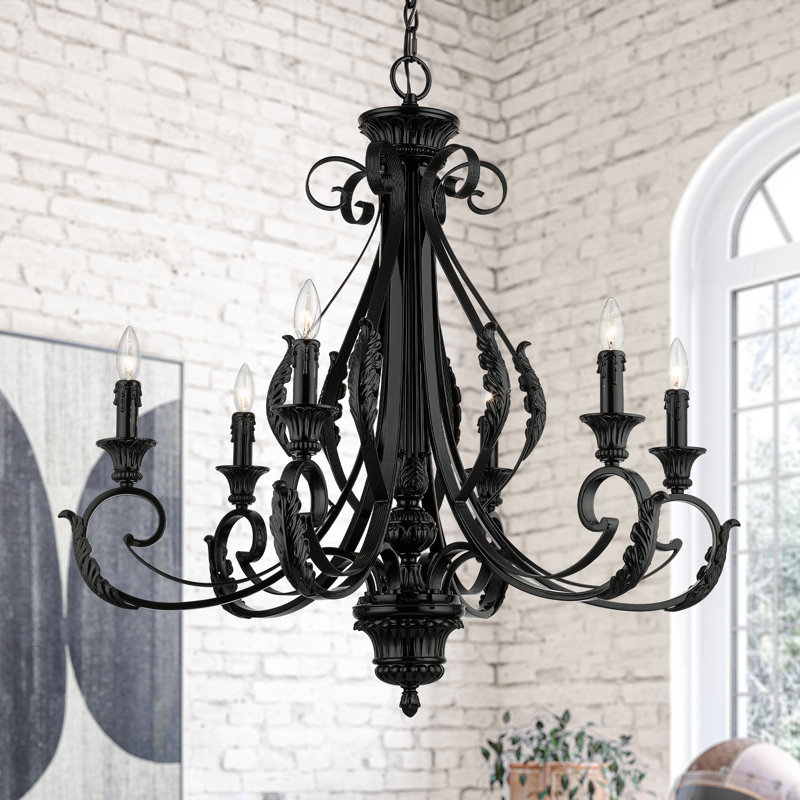 Aminul 6 - Light Dimmable Empire Chandelier, Shiny Black
