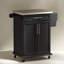 Chariot de cuisine avec roulettes et comptoir en acier inoxydable, tiroir pour petits appareils, porte-épices, porte-épices, mobilité pratique, noir, L 33 po x l 18 po l 35,75 po H, surface de chariot à 2 niveaux