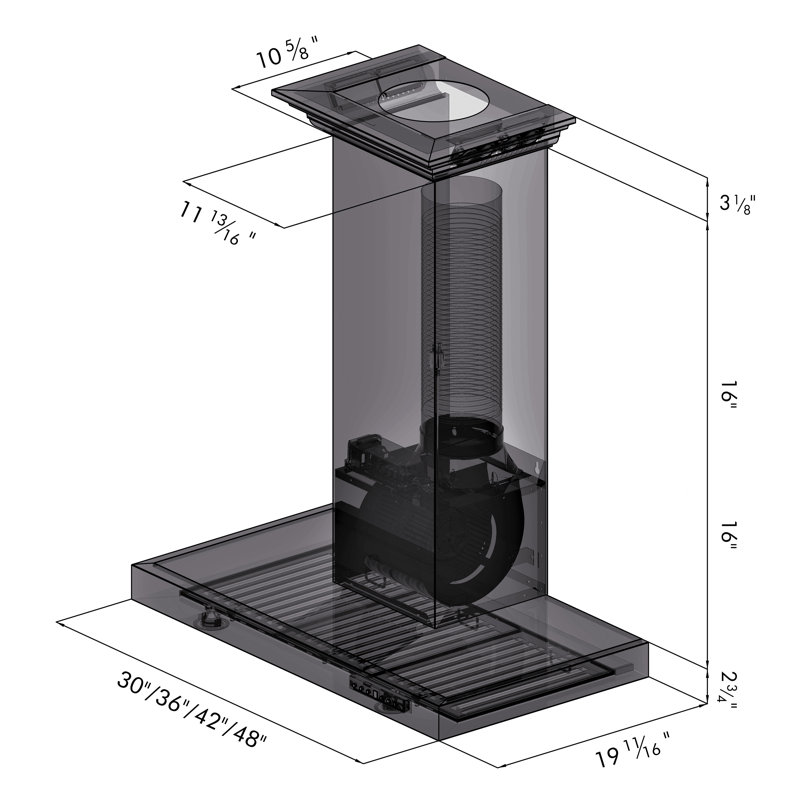 42" KE 400 CFM Convertible Wall Mount Range Hood in Brushed Stainless Steel, Stainless Steel, 42"