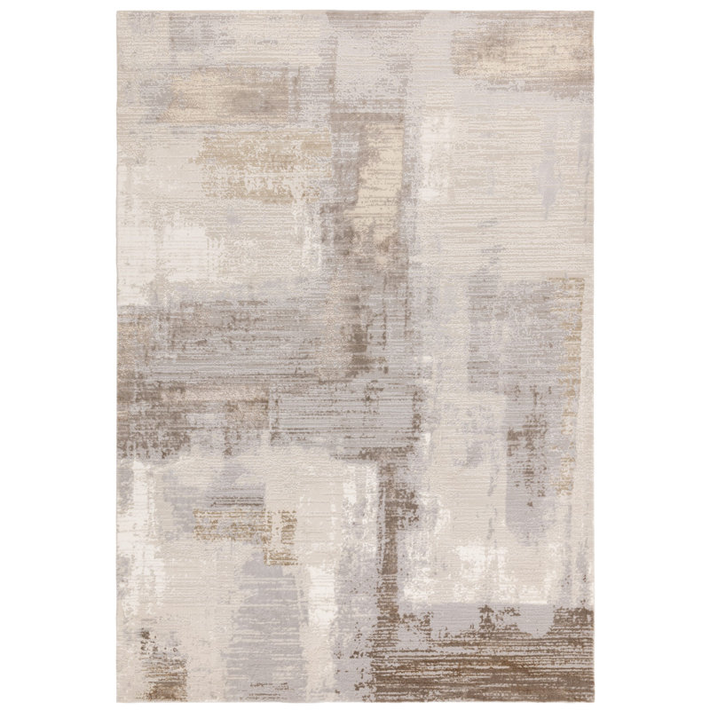 Caydren Abstract Machine Woven Beige Area Rug, Rectangle 80 x 150cm