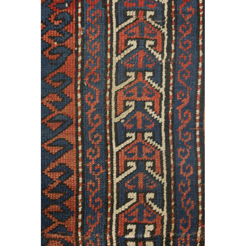 Tapis de couloir rétro vintage en laine de style unique usé 3 pi 9 po x 8 pi rétro bleu