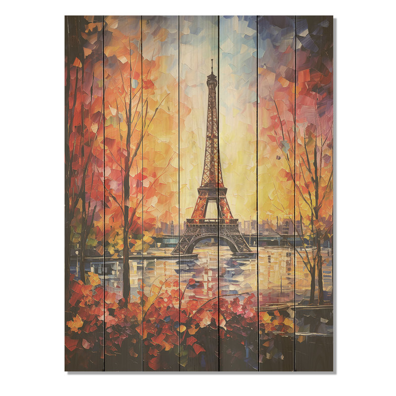 Paris Eiffel Tower Autumn Views - City Paris sur impression sur bois, H 20 po x l 10 po