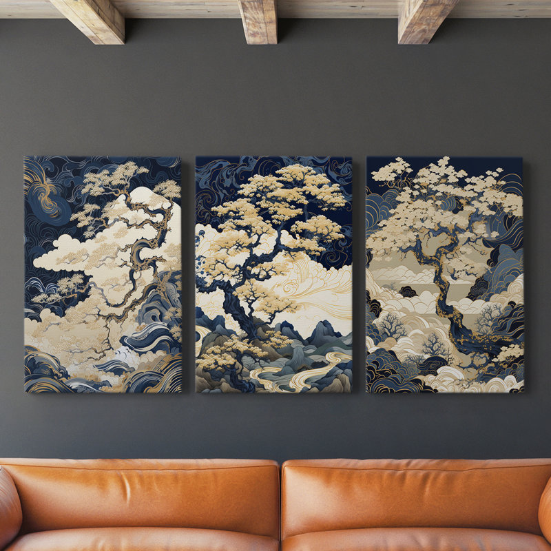 Lanscape Study Series XXXV - Ensemble de 3 toiles tendues avec châssis - Prêt à être accroché, H 12 po x l 8 po