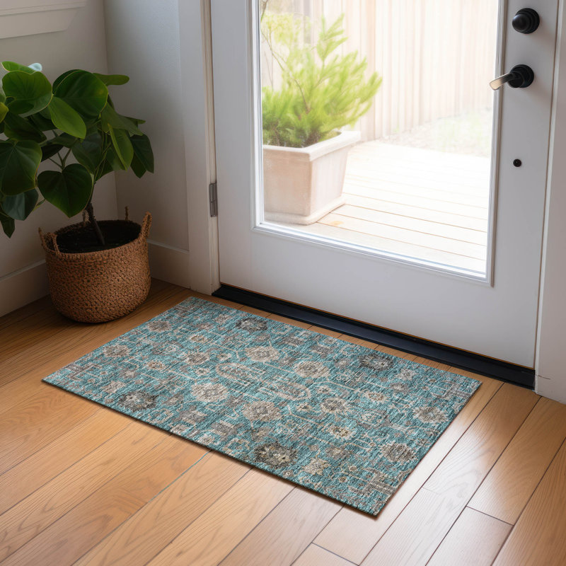 Myda Flatweave Washable Oriental Indoor / Outdoor Rug, Rectangle 1'8" x 2'6"