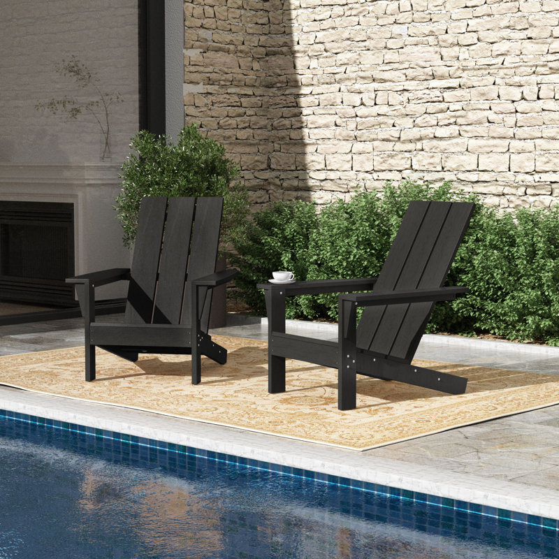 Chaises Adirondack modernes en PEHD toutes saisons, Noir